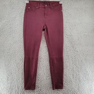 7 For all Mankind Jeans Womens 26 Maroon The High Waist Ankle Skinny